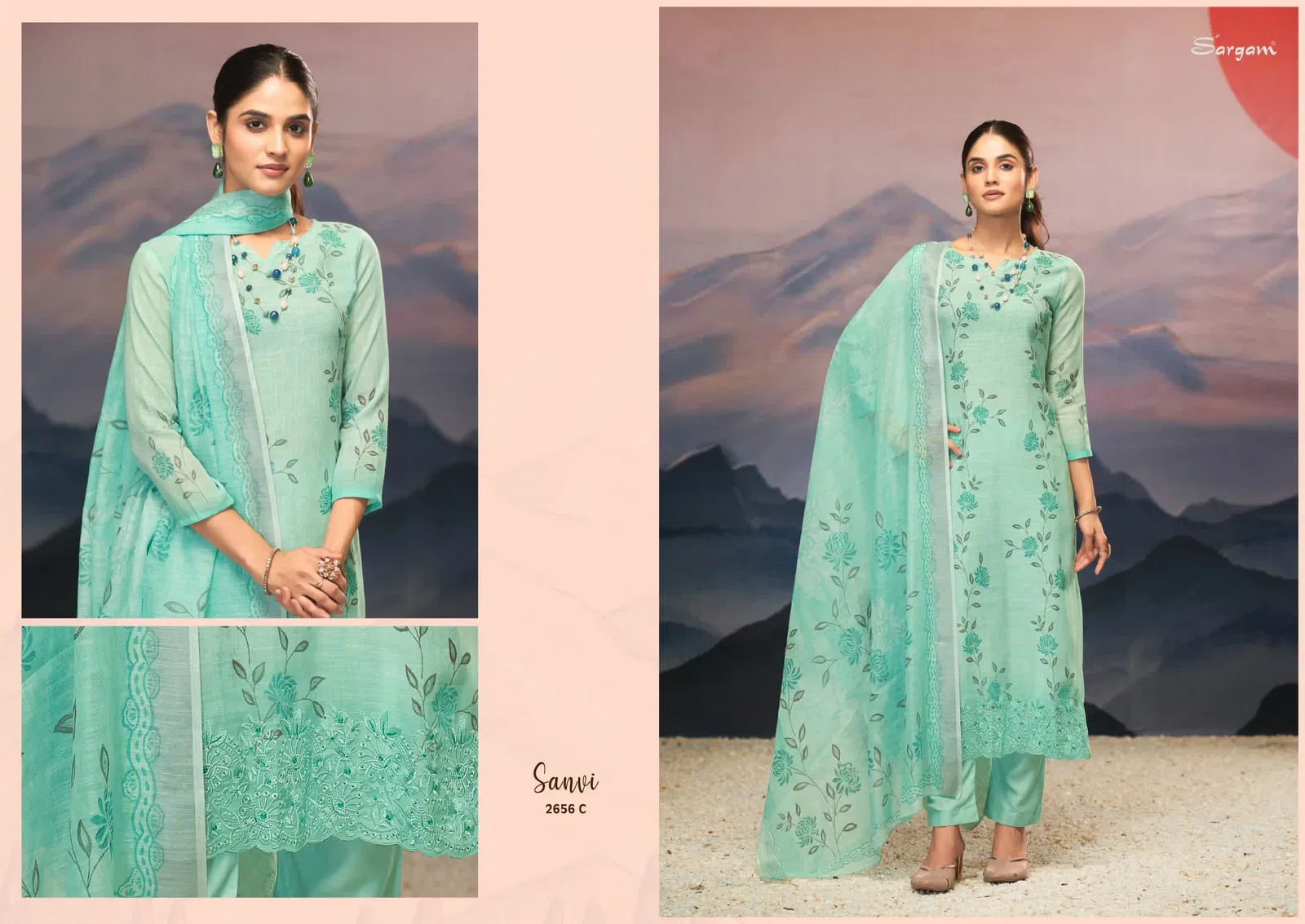 Sanvi by Sargam Lilen Printed Designer Salwar Suit Suppliers In India